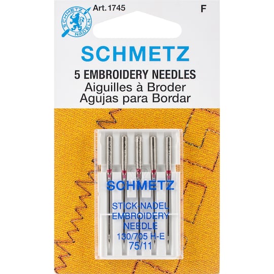 Euro-Notions Schmetz Embroidery Machine Needles, 11/75, 5ct.